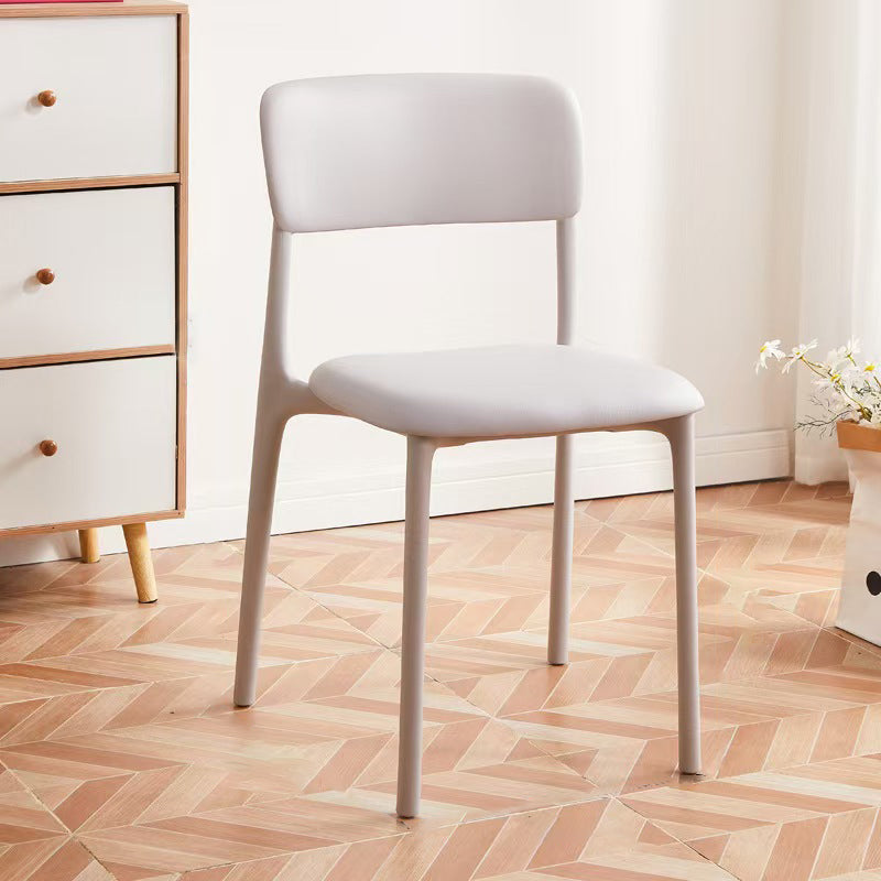 Contemporary Nordic Curved Rectangular PP Plastic Stackable Dining Chair Backrest Armless For Dining Room