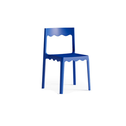 Contemporary Nordic Wave Square PP Plastic Stackable Dining Chair Backrest Armless For Dining Room