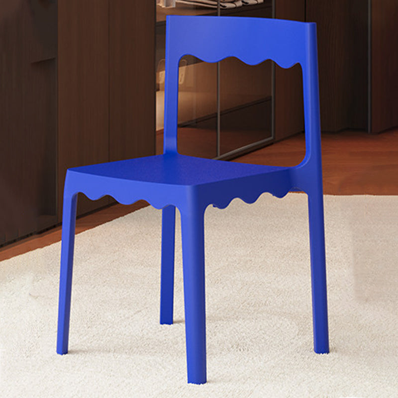 Contemporary Nordic Wave Square PP Plastic Stackable Dining Chair Backrest Armless For Dining Room