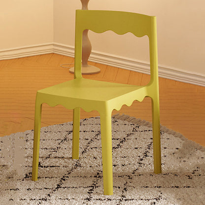 Contemporary Nordic Wave Square PP Plastic Stackable Dining Chair Backrest Armless For Dining Room