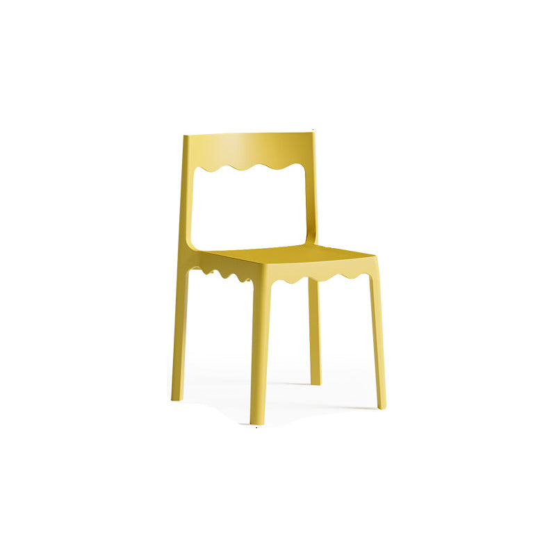 Contemporary Nordic Wave Square PP Plastic Stackable Dining Chair Backrest Armless For Dining Room