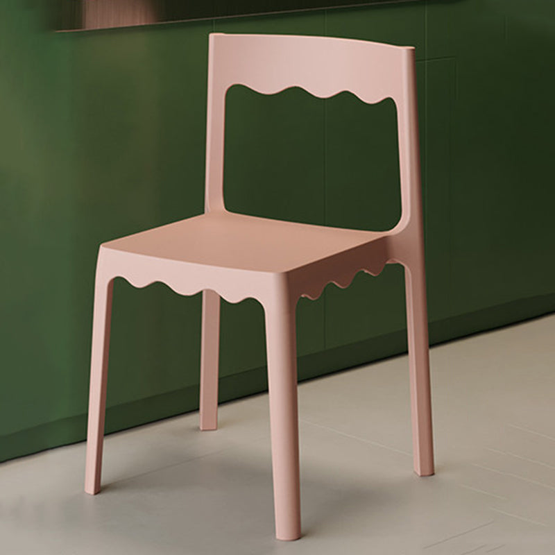 Contemporary Nordic Wave Square PP Plastic Stackable Dining Chair Backrest Armless For Dining Room