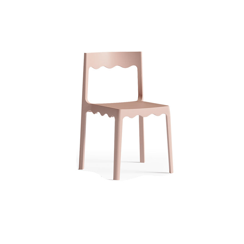Contemporary Nordic Wave Square PP Plastic Stackable Dining Chair Backrest Armless For Dining Room