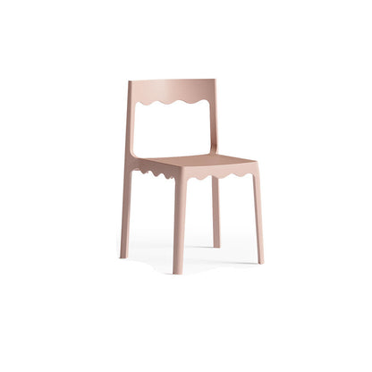 Contemporary Nordic Wave Square PP Plastic Stackable Dining Chair Backrest Armless For Dining Room