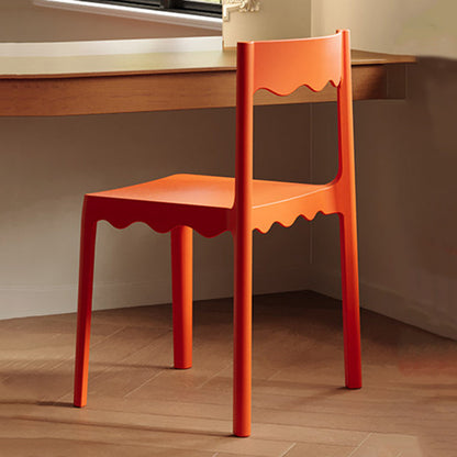 Contemporary Nordic Wave Square PP Plastic Stackable Dining Chair Backrest Armless For Dining Room