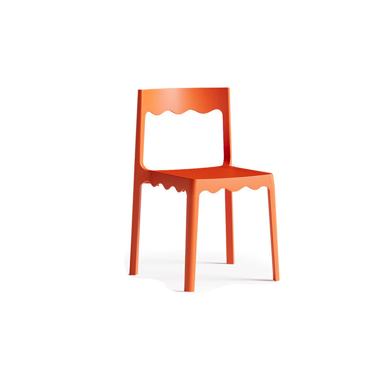 Contemporary Nordic Wave Square PP Plastic Stackable Dining Chair Backrest Armless For Dining Room