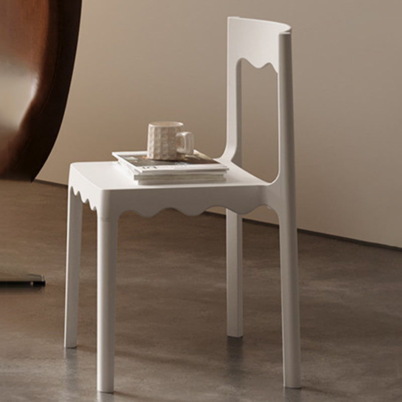 Contemporary Nordic Wave Square PP Plastic Stackable Dining Chair Backrest Armless For Dining Room