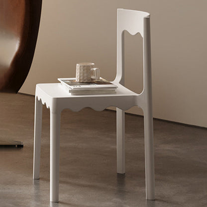 Contemporary Nordic Wave Square PP Plastic Stackable Dining Chair Backrest Armless For Dining Room