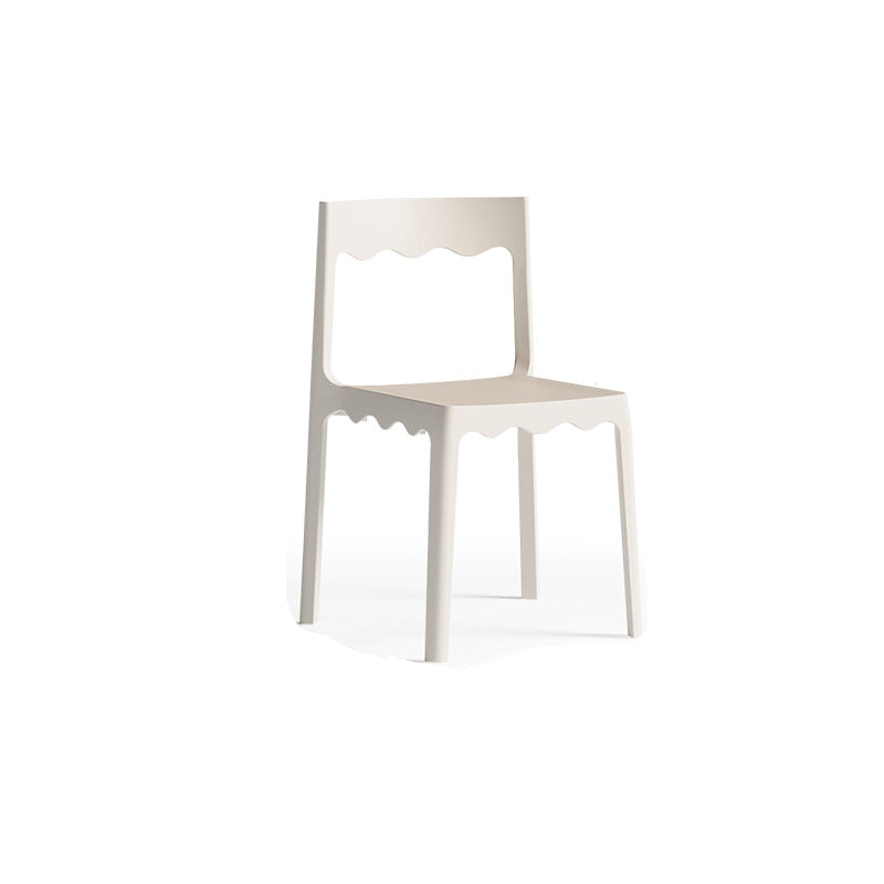 Contemporary Nordic Wave Square PP Plastic Stackable Dining Chair Backrest Armless For Dining Room