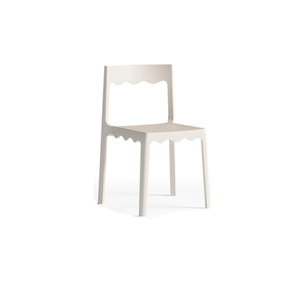 Contemporary Nordic Wave Square PP Plastic Stackable Dining Chair Backrest Armless For Dining Room