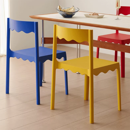 Contemporary Nordic Wave Square PP Plastic Stackable Dining Chair Backrest Armless For Dining Room