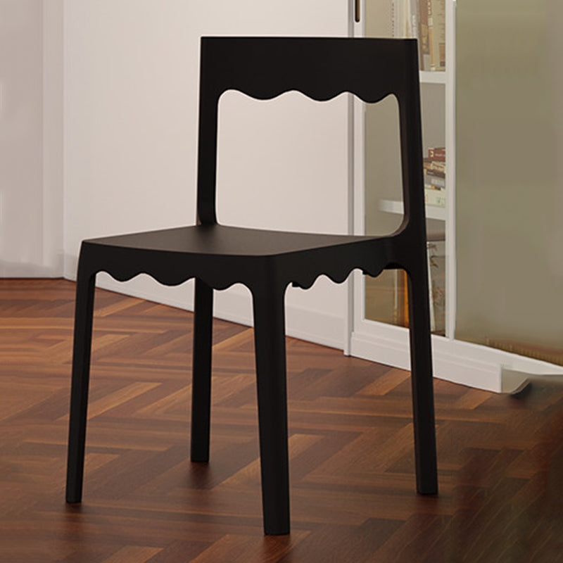 Contemporary Nordic Wave Square PP Plastic Stackable Dining Chair Backrest Armless For Dining Room