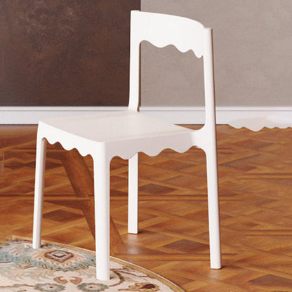 Contemporary Nordic Wave Square PP Plastic Stackable Dining Chair Backrest Armless For Dining Room
