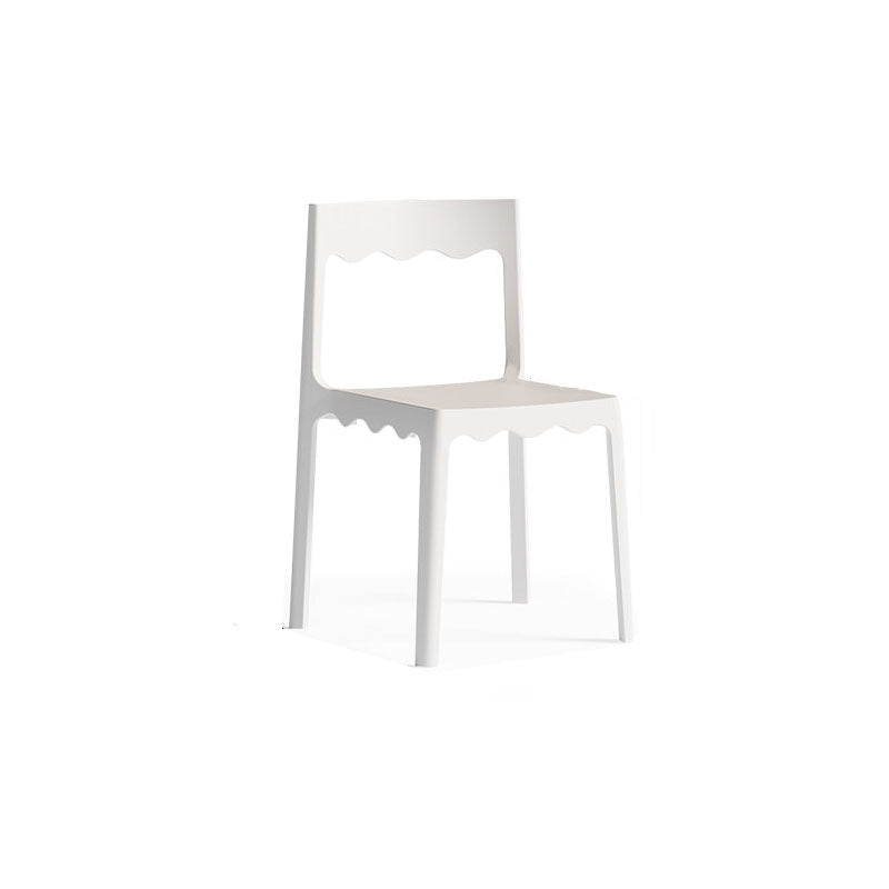 Contemporary Nordic Wave Square PP Plastic Stackable Dining Chair Backrest Armless For Dining Room