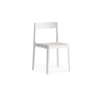 Contemporary Nordic Wave Square PP Plastic Stackable Dining Chair Backrest Armless For Dining Room