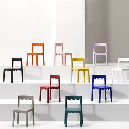 Contemporary Nordic Wave Square PP Plastic Stackable Dining Chair Backrest Armless For Dining Room