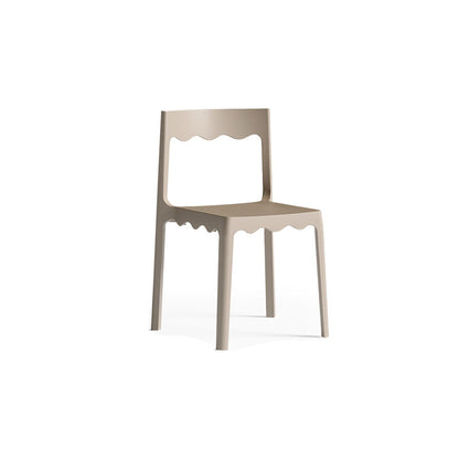 Contemporary Nordic Wave Square PP Plastic Stackable Dining Chair Backrest Armless For Dining Room