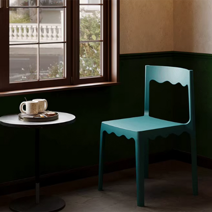 Contemporary Nordic Wave Square PP Plastic Stackable Dining Chair Backrest Armless For Dining Room