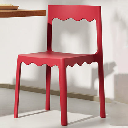 Contemporary Nordic Wave Square PP Plastic Stackable Dining Chair Backrest Armless For Dining Room