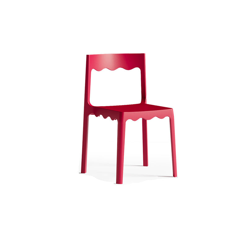 Contemporary Nordic Wave Square PP Plastic Stackable Dining Chair Backrest Armless For Dining Room