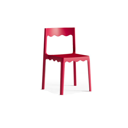 Contemporary Nordic Wave Square PP Plastic Stackable Dining Chair Backrest Armless For Dining Room