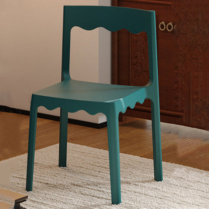 Contemporary Nordic Wave Square PP Plastic Stackable Dining Chair Backrest Armless For Dining Room