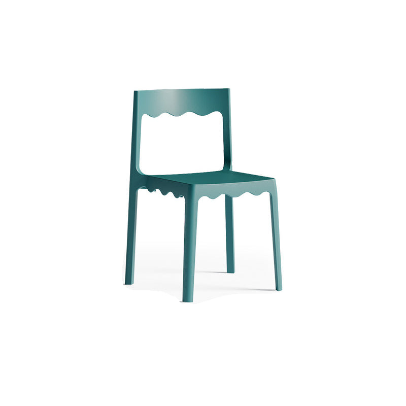 Contemporary Nordic Wave Square PP Plastic Stackable Dining Chair Backrest Armless For Dining Room