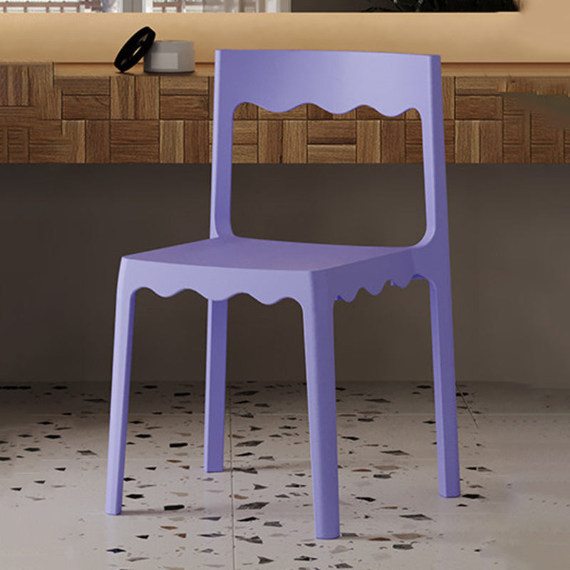 Contemporary Nordic Wave Square PP Plastic Stackable Dining Chair Backrest Armless For Dining Room