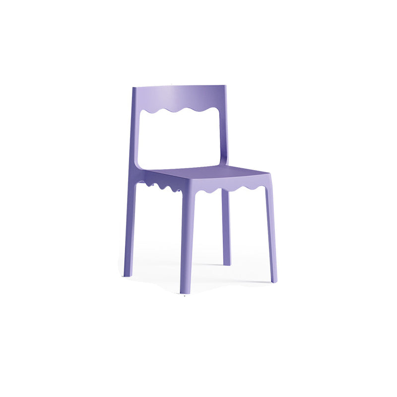 Contemporary Nordic Wave Square PP Plastic Stackable Dining Chair Backrest Armless For Dining Room