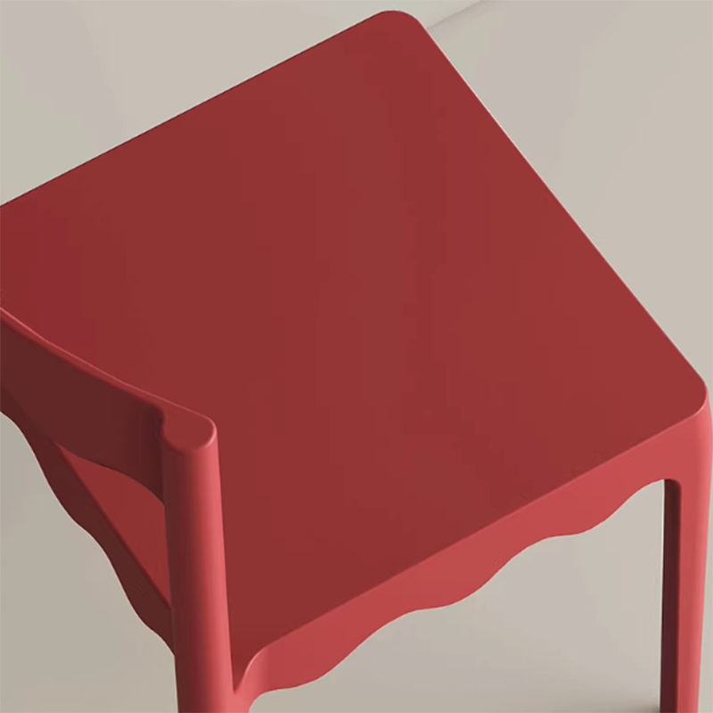 Contemporary Nordic Wave Square PP Plastic Stackable Dining Chair Backrest Armless For Dining Room