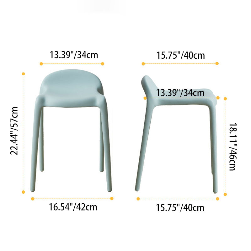Modern Minimalist Curved PP Plastic Stackable Dining Chair Backless Armless For Dining Room