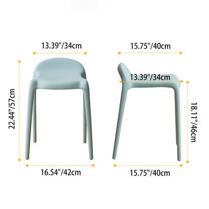Modern Minimalist Curved PP Plastic Stackable Dining Chair Backless Armless For Dining Room