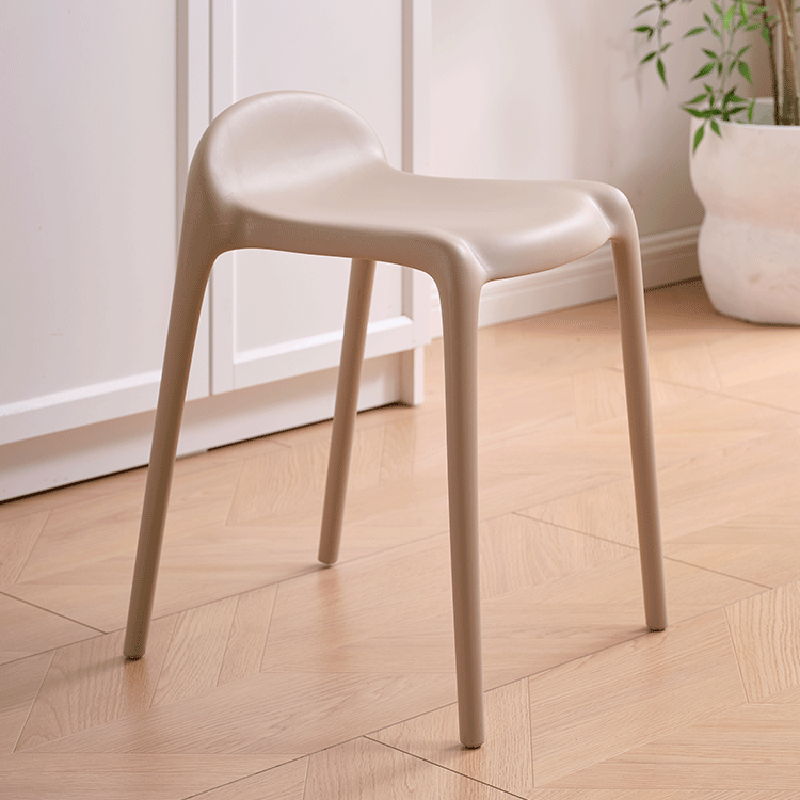 Modern Minimalist Curved PP Plastic Stackable Dining Chair Backless Armless For Dining Room