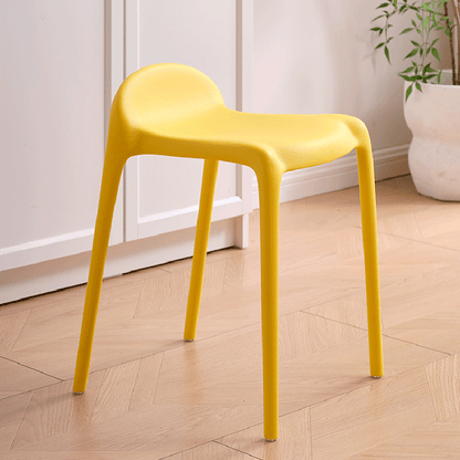 Modern Minimalist Curved PP Plastic Stackable Dining Chair Backless Armless For Dining Room