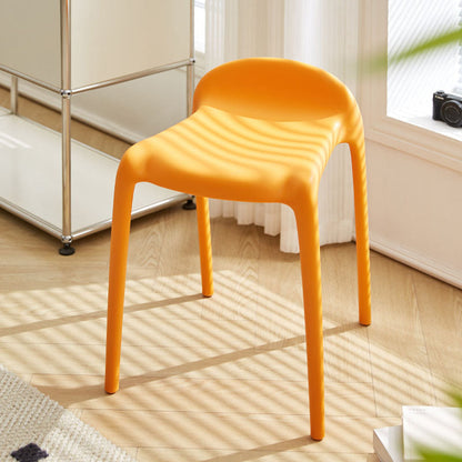 Modern Minimalist Curved PP Plastic Stackable Dining Chair Backless Armless For Dining Room