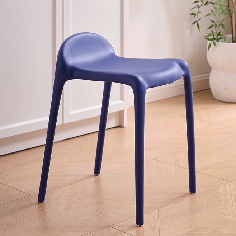 Modern Minimalist Curved PP Plastic Stackable Dining Chair Backless Armless For Dining Room