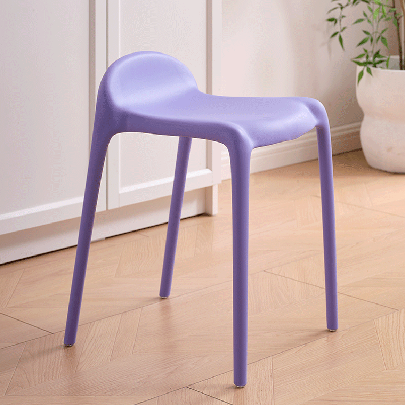 Modern Minimalist Curved PP Plastic Stackable Dining Chair Backless Armless For Dining Room