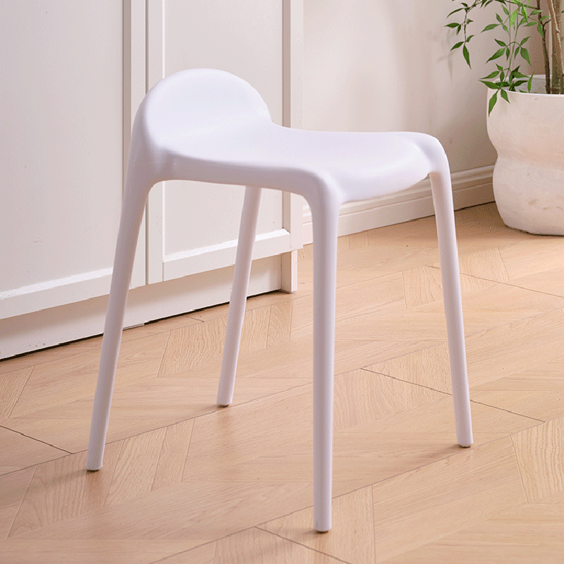 Modern Minimalist Curved PP Plastic Stackable Dining Chair Backless Armless For Dining Room