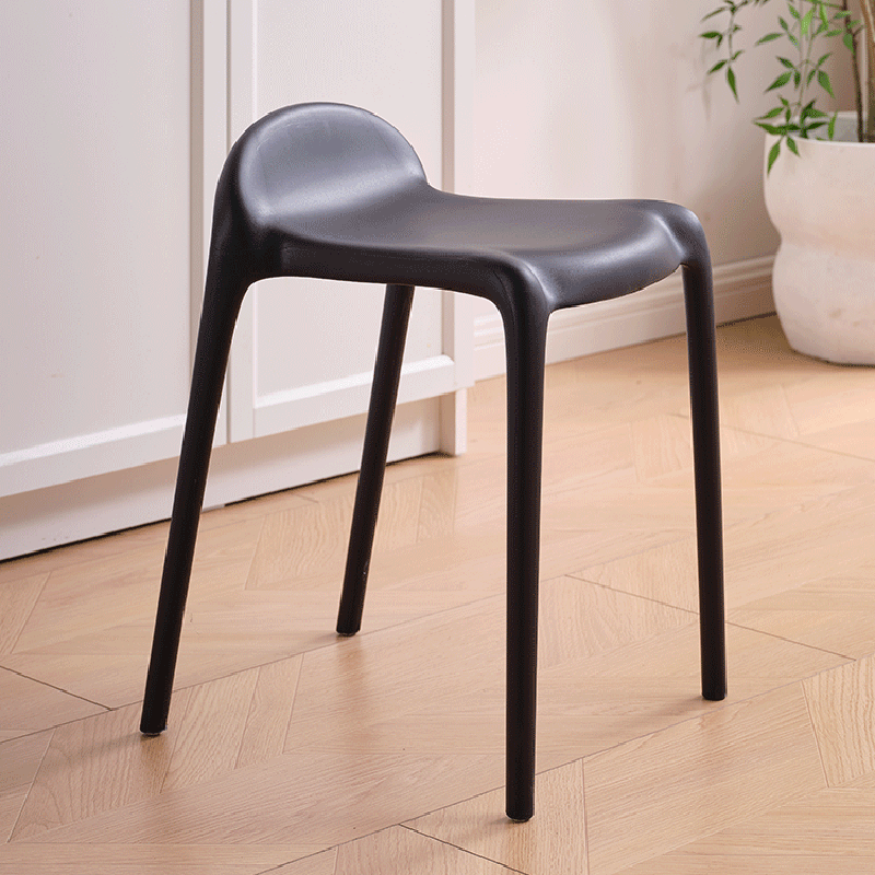Modern Minimalist Curved PP Plastic Stackable Dining Chair Backless Armless For Dining Room