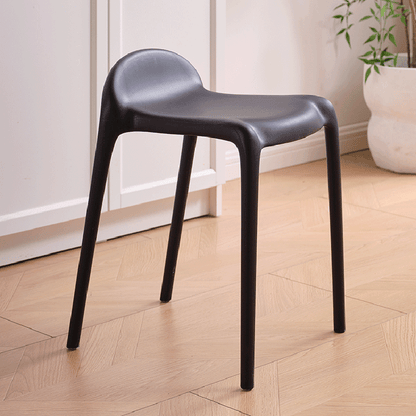 Modern Minimalist Curved PP Plastic Stackable Dining Chair Backless Armless For Dining Room