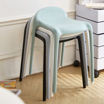 Modern Minimalist Curved PP Plastic Stackable Dining Chair Backless Armless For Dining Room