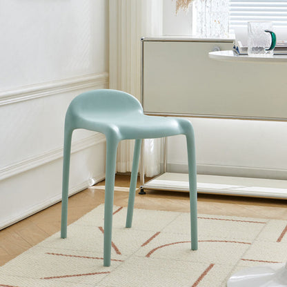 Modern Minimalist Curved PP Plastic Stackable Dining Chair Backless Armless For Dining Room