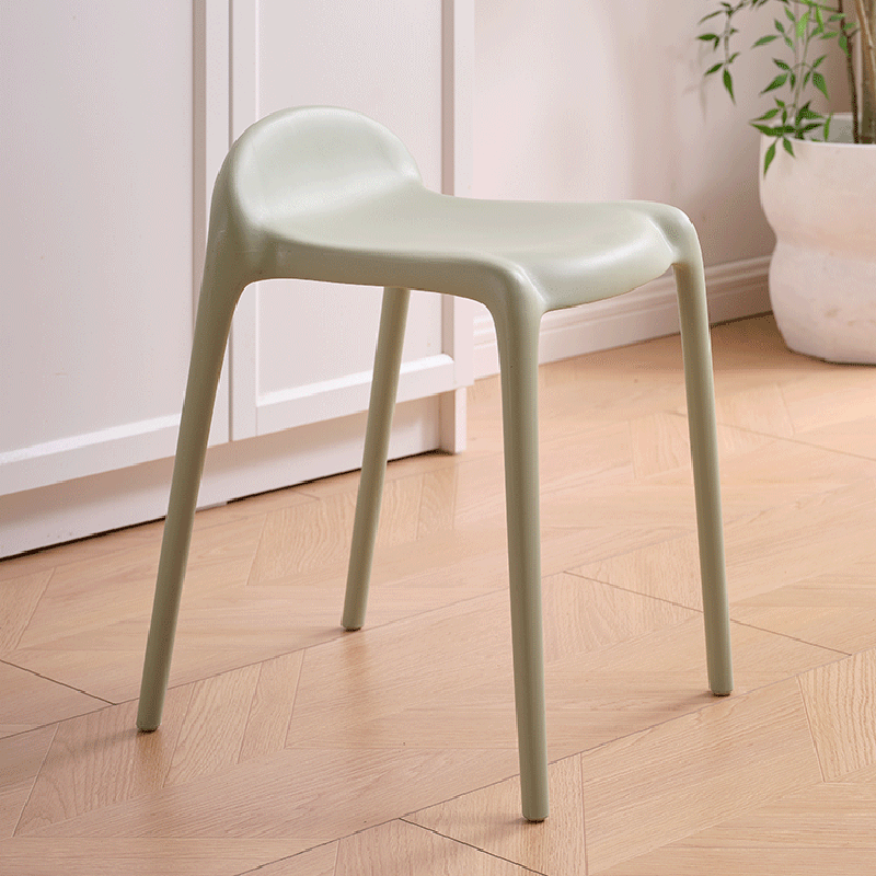 Modern Minimalist Curved PP Plastic Stackable Dining Chair Backless Armless For Dining Room