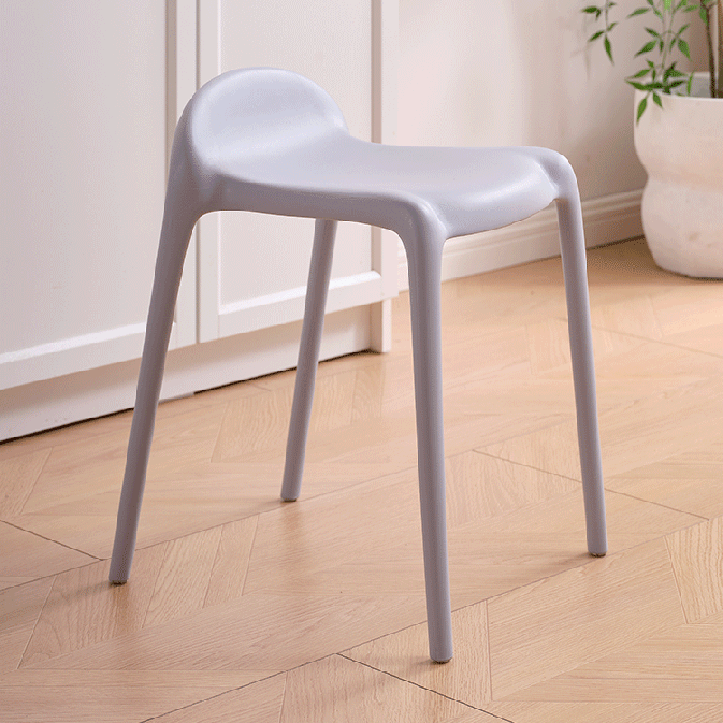 Modern Minimalist Curved PP Plastic Stackable Dining Chair Backless Armless For Dining Room