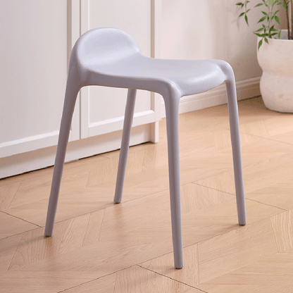 Modern Minimalist Curved PP Plastic Stackable Dining Chair Backless Armless For Dining Room