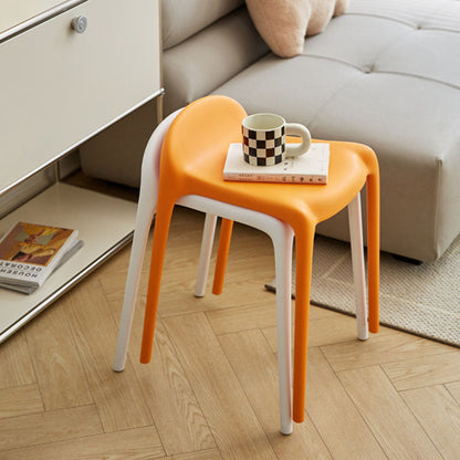 Modern Minimalist Curved PP Plastic Stackable Dining Chair Backless Armless For Dining Room