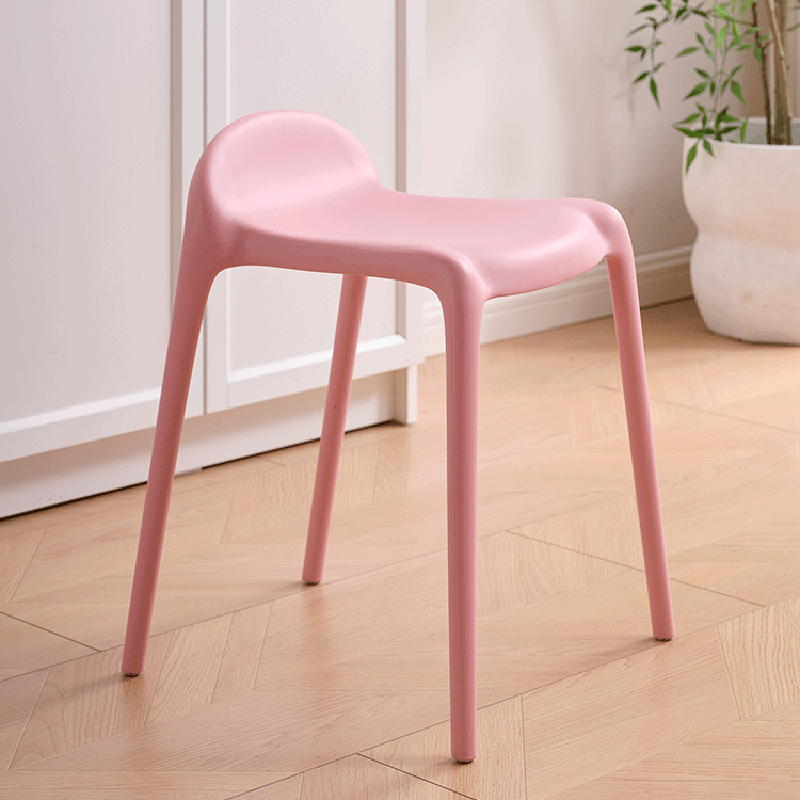 Modern Minimalist Curved PP Plastic Stackable Dining Chair Backless Armless For Dining Room