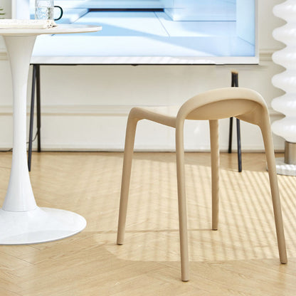 Modern Minimalist Curved PP Plastic Stackable Dining Chair Backless Armless For Dining Room