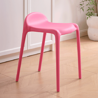 Modern Minimalist Curved PP Plastic Stackable Dining Chair Backless Armless For Dining Room