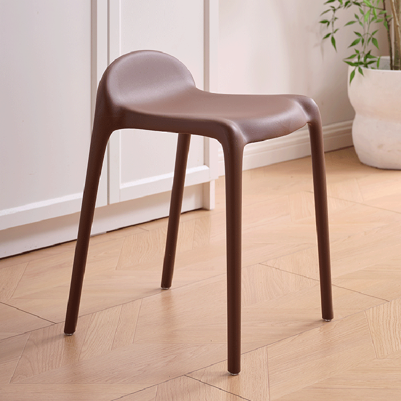 Modern Minimalist Curved PP Plastic Stackable Dining Chair Backless Armless For Dining Room